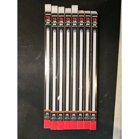 Lot of 8 F8T5 WW 30K Fluorescent Tube 12" 8W Watt T5 Mini Bi 2-Pin G5 Warm White - Picture 1 of 2